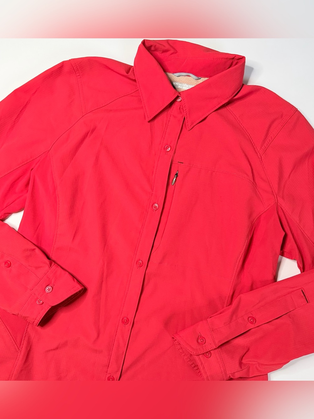 Columbia Omni-shade Sun Protection Red Women's Long-Sleeve Button-Down Shirt L